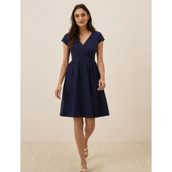 Pact Dresses & Skirts - Pact Organic Fit & Flare Crossover Dress Eclipse Purple Navy Size Medium